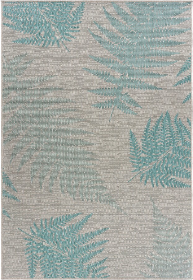 LR Home Maribel Mbl-648 7'10" x9'10" Outdoor Area Rug - Teal, Cream