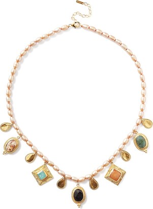 Chan Luu 18K-Gold-Plated, Freshwater Pearl & Multi-Gemstone Pendant Necklace