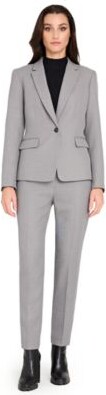 Tahari ASL Womens Herringbone Peak Lapel Blazer Mid Rise Pants