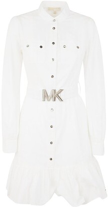 Michael Michael Kors Logo Plaque Belted Mini Dress