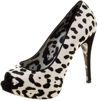white leopard print heels