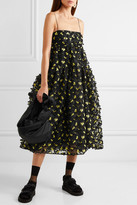 Thumbnail for your product : Cecilie Bahnsen Sofie Open-back Floral-appliqued Organza Midi Dress - Black