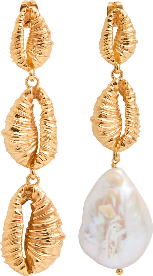 Joanna Laura Constantine Mismatched Seashell 18kt Gold-plated Earrings