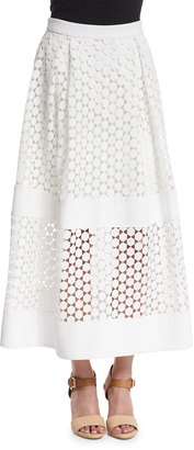 Nicholas Geometric-Lace Ball Skirt, White