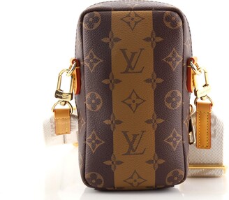 Louis Vuitton Nigo Flap Double Phone Pouch Limited Edition Stripes Monogram  Canvas Brown 15134818
