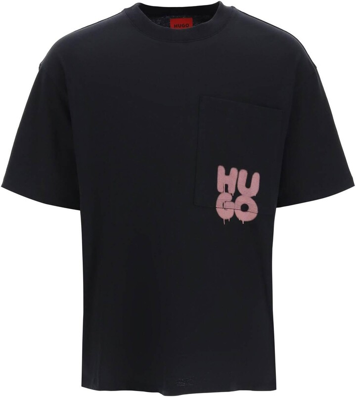 【Hugo Boss】Dampato チェスト スタック ロゴ Tシャツ ♪ HUGO BOSS Graffiti Logo 'dampato' T-Shirt - ShopStyle