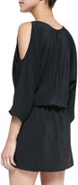 Thumbnail for your product : Amanda Uprichard Loves Cusp Cold-Shoulder Draped Silk Dress, Black