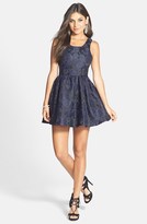 Thumbnail for your product : Smai NYC Embossed Rose Fit & Flare Dress (Juniors)