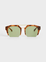 Thumbnail for your product : Charles & Keith Striped Cut-Off Frame Geometric Sunglasses