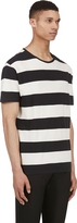 Thumbnail for your product : Marc by Marc Jacobs Ivory & Black Striped Cotton Piqué T-Shirt
