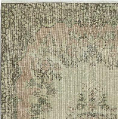 Bungalow Rose 3.8x7 Ft Green Color Modern Accent Rug with Medallion Design, Handmade in Turkey