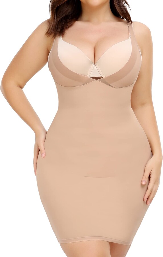 Joyshaper Women's Strapless Full Body Slip Under Dresses Seamless Tummy  Control Tube Slip Stretchy Bodycon Mini Shapewear Dress