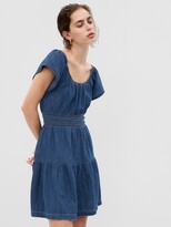 Thumbnail for your product : Gap Denim Flutter Sleeve Tiered Mini Dress