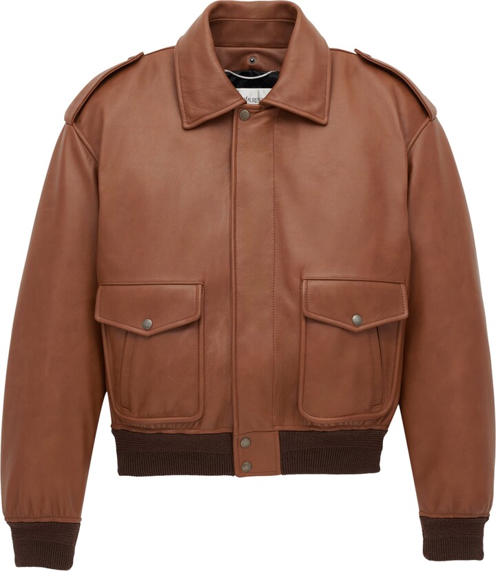 Saint Laurent Shearling Collar Leather Jacket