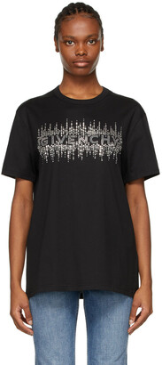 Givenchy Black Rhinestone Logo Masculine T-Shirt
