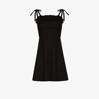 HONORINE Black Poppy Linen Mini Dress