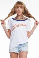 Thumbnail for your product : Chaser LA Blondie Script Open Back Tee in White/Lagoon