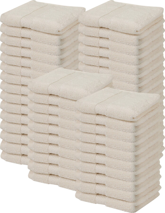 Better Trends Washcloths For Body And Face, 100% Cotton, Soft, Absorbent, Zero Twist Cotton Baby Wash Cloth, Shower, Travel, Sand Small Towel, 12"X12", 50 Pack