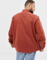 Thumbnail for your product : ASOS Design DESIGN Plus overshirt with contrast stitching in rust