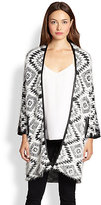 Thumbnail for your product : Ella Moss Maja Faux Leather-Trimmed Printed Cardi-Coat