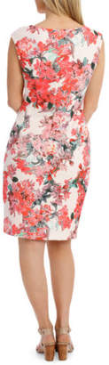 NEW Trent Nathan Events Painterly Floral Structured Dress with Rouching Detail