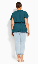 Thumbnail for your product : City Chic Wrap Frills Top - jade