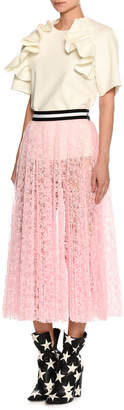 MSGM Lace A-Line Midi Skirt, Pink