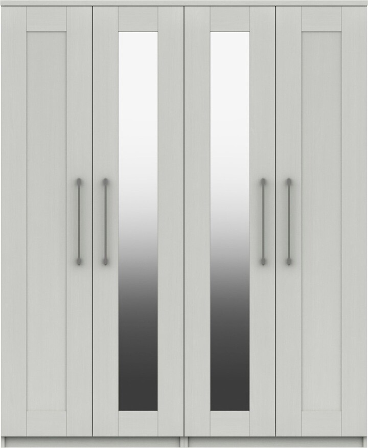 Dunelm Ethan 4 Door Wardrobe, Mirrored White ShopStyle Bedroom