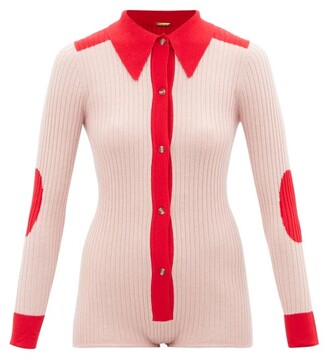 Dodo Bar Or Seth Point-collar Rib-knitted Bodysuit - Red Multi ...