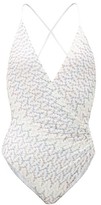 Thumbnail for your product : Missoni Mare Wrap-front Metallic-zigzag Swimsuit - White Multi