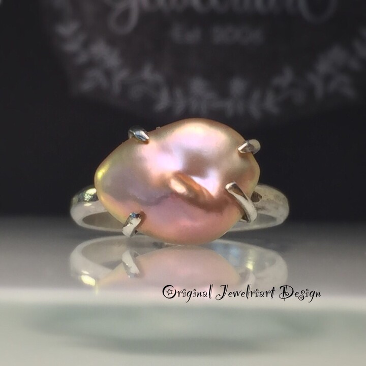 Etsy Modern Pearl Ring/Blush Rose Ring/White Ring. Free Us Shipping