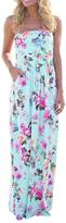 Thumbnail for your product : Soficy Women's Floral Print Bohemian Long Dress Strapless Beach Maxi Dress(Floral,M)