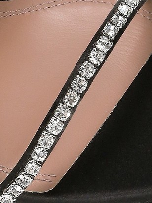 Amina Muaddi Adowa Feather- & Crystal-Embellished Satin Slingback Sandals