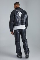 Thumbnail for your product : boohoo Boxy Check Pu Studded Collared Bomber