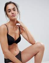 Thumbnail for your product : ASOS DESIGN Libby Spot & Lace Push Up Molded Bra