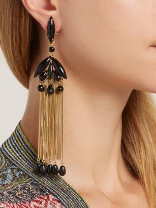Etro Beaded Tassel Earrings - Womens - Black