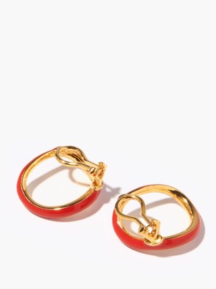 Charlotte Chesnais Naho Enamel & 18kt Gold-vermeil Clip Earrings - Orange Gold