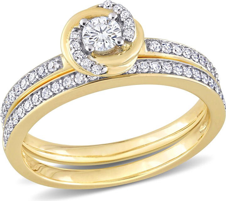 Mimi & Max 1/2ct TDW Diamond Double Swirl Bridal Set in 14k Yellow Gold