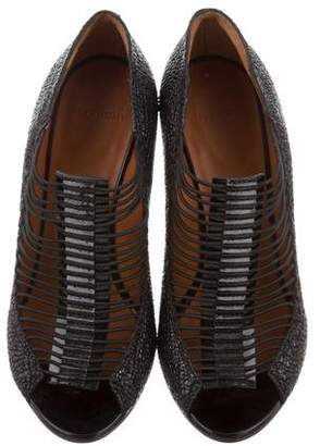 Givenchy Embossed Leather Peep-Toe Booties