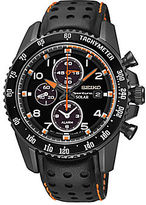 Thumbnail for your product : Seiko Sportura Mens Black Leather Strap Solar Chronograph Watch SSC273