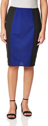 Star Vixen Women's Knee Length Slimming Colorblock Pencil Skirt with Back Slit