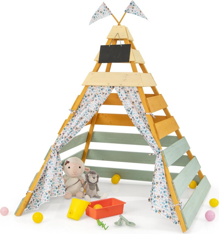 Gouun Triangle Hideaway Playhouse with Removable Chalkboard for Indoor and Outdoor