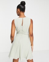 Thumbnail for your product : TFNC Bridesmaid flare mini dress in sage green