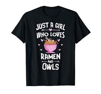 Ramen And Owls Gift Girls Women T-Shirt