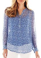 Thumbnail for your product : Liz Claiborne Long-Sleeve Woven Henley Top with Cami