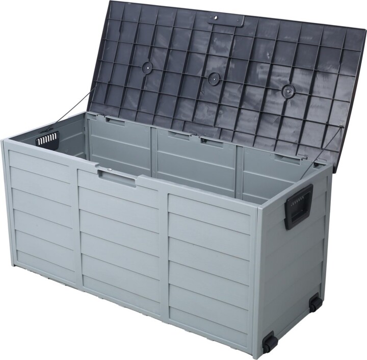 Streamdale Furniture 75 Gallon Resin Deck Box - Outdoor Storage with Wheels