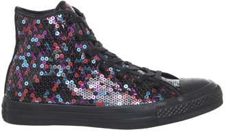 Converse All Star Hi Trainers Black Blue Cherry Red Sequin