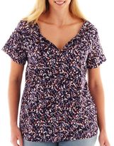 Thumbnail for your product : JCPenney a.n.a Short-Sleeve Cuffed Henley Blouse - Plus