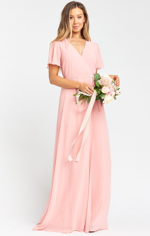 noelle flutter sleeve wrap dress