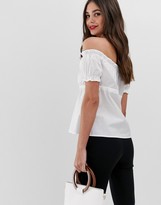 Thumbnail for your product : Fashion Union Tall bardot top with tie waist